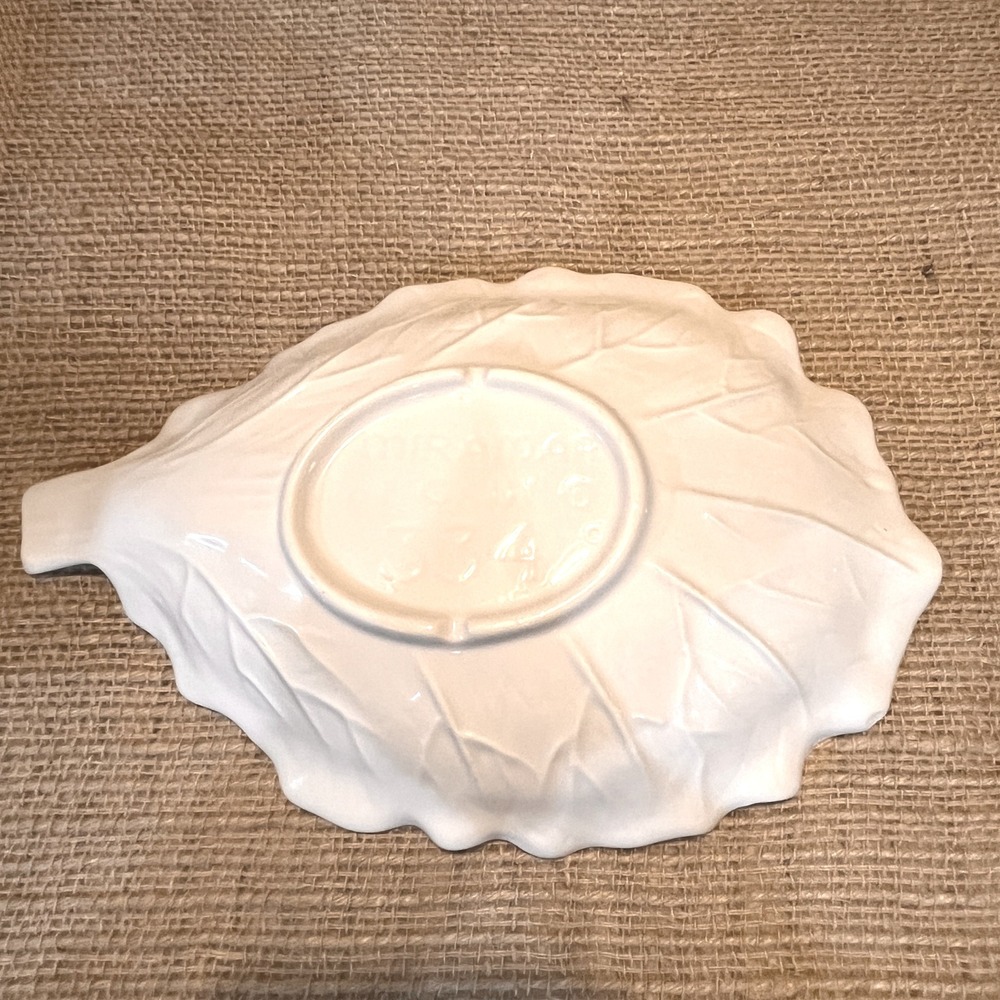 Vintage Mirimar of California Ceramic Cabbage Bowl & Leaf Set White 334 & 335 - Picture 6 of 14